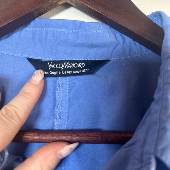 Yacco Maricard Blue Cotton Button Up Shirt Size 2 - Picture 4 of 6